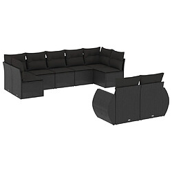 Maison Chic Salon de jardin 9 pcs avec coussins | Ensemble de Table et chaises | Mobilier d'Extérieur noir résine tressée -GKD89251