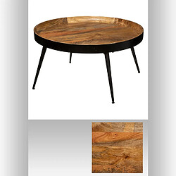 Acheter Atmosphera, Createur D'Interieur Table basse Siwan en bois de manguier - Diamètre 70 cm - Noir et Doré