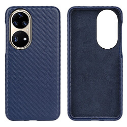 Coque en TPU + microfibre texture fibre de carbone, antichoc bleu pour votre Huawei P50 Pro