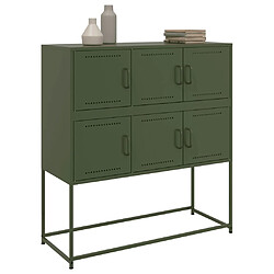 Avis vidaXL Buffet vert olive 100,5x39x107 cm acier