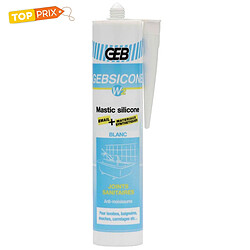 mastic silicone d'étanchéité sanitaire geb gebsicone w2 - cartouche de 310 ml - blanc