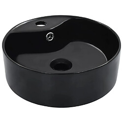 vidaXL Lavabo avec trop-plein 36x13 cm Céramique Noir