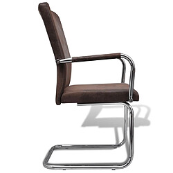 Avis vidaXL Chaises à manger cantilever lot de 6 marron tissu cuir