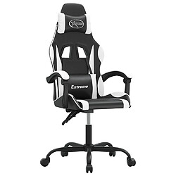 vidaXL Chaise de jeu pivotante Noir et blanc Similicuir