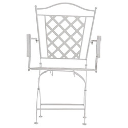 Avis Decoshop26 Lot de 2 chaises de jardin balcon terrasse avec accoudoirs en métal blanc vieilli 10_0002858