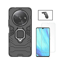 NIS Kit Film Verre Trempé Transparent + Cache + Support L Xiaomi Redmi A3 Noir