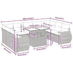 vidaXL Salon de jardin 10 pcs avec coussins marron résine tressée pas cher