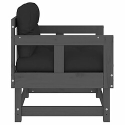 Maison Chic Lot de 2 Chaises de jardin,Fauteuil d'extérieur et coussins gris bois de pin massif -MN36916 pas cher