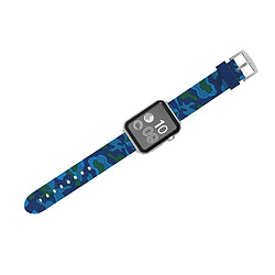 Wewoo Bracelet bleu pour Apple Watch Series 3 & 2 & 1 42mm Mode Camouflage Motif Silicone de montre pas cher