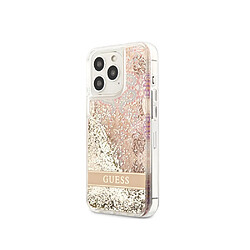 Guess Maroquinerie Guess Coque pour Apple iPhone 14 Pro Max Flowers à paillettes flottantes Dorée