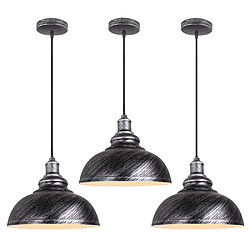 Stoex 3PCS Suspension Luminaire Rétro Vintage Douille E27 Lustre D'Intérieur Abat-Jour en Métal Pour Bar, Grange, Café, Loft, Argent