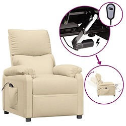 vidaXL Fauteuil inclinable électrique Crème Tissu