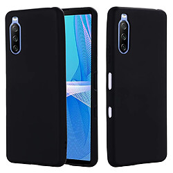 Coque en silicone Liquide bien protégé de couleur unie avec sangle noir pour votre Sony Xperia 10 III