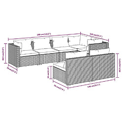 Acheter vidaXL Salon de jardin 7 pcs avec coussins Marron Résine tressée