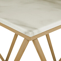 Beliani Table appoint carrée effet marbre beige / pied or 50 x 50 cm MALIBU pas cher