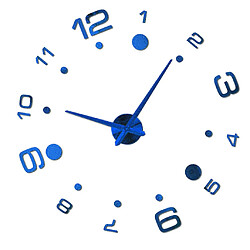 Acheter moderne diy grande horloge murale grande montre 3d miroir quartz analogique horloge bleu