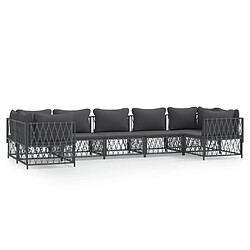 Maison Chic Salon de jardin 7 pcs + coussins - Mobilier/Meubles de jardin - Table et chaises d'extérieur anthracite acier -MN85327