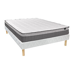 Vente-Unique Ensemble 140 x 190 cm sommier + matelas ressorts ensachés 7 zones et mémoire de forme ép.29cm - MONTAIGNE de PALACIO