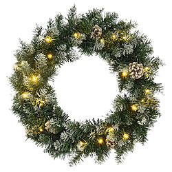 vidaXL Couronne de Noël avec lumières LED Vert 45 cm PVC