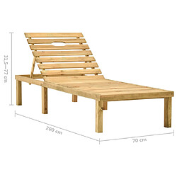 vidaXL Chaise longue de jardin avec table et coussin Pin imprégné pas cher