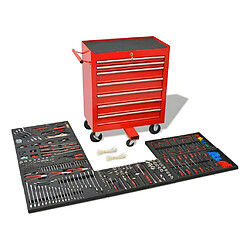 Vente-Unique Chariot à outils pour atelier avec 1 125 outils acier Rouge 02_0003235 