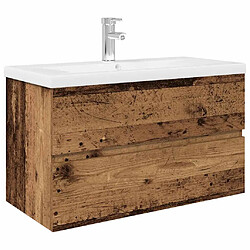 vidaXL Meuble lavabo avec bassin et robinet intégrés vieux bois