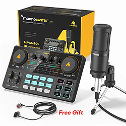 Universal Lite AM200 S1 Tous les microphones de prise de vue Kit de mélangeur Carte son Audio Podocaster avec condenseur Microphone Casque Téléphone Portable | Microphone