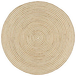 Decoshop26 Tapis fait à la main Jute avec design de spirale Blanc 150 cm DEC023513