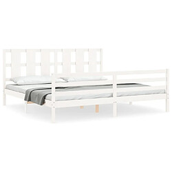 Maison Chic Lit adulte - Cadre Structure de lit avec tête de lit Contemporain blanc 200x200 cm bois massif -MN11689