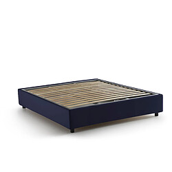 Acheter Autrement Talamo Italia Silvia Lit français avec conteneur, Made in Italy, en tissu amovible, 140x200 cm, avec ouverture frontale, Bleu, avec matelas inclus.