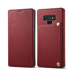 Wewoo Housse Coque Pour Galaxy Note9 Denior V4 Voiture de luxe en cuir de vachette à rabat horizontal avec support et fentes cartes et portefeuille rouge foncé