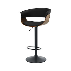 Rendez Vous Deco Chaise de bar noire Basile avec accoudoirs 59/81 cm