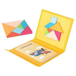 Universal Bois 3D Magnétique Bois Puzzle Puzzle Tangram Livres Jouets Pensée Entraînement Jeux Bébé (Jaune)