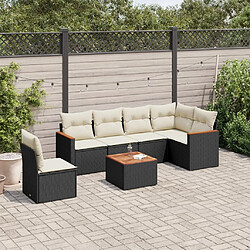 Maison Chic Ensemble Tables et chaises d'extérieur 7pcs avec coussins,Salon de jardin noir résine tressée -GKD717382