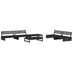 vidaXL Salon de jardin 6 pcs Noir Bois de pin massif