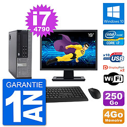 PC Dell 9020 SFF Ecran 19" Intel i7-4790 RAM 4Go Disque 250Go Windows 10 Wifi - Occasion