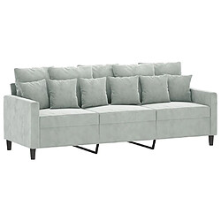 Maison Chic Ensemble de canapés 3 pcs avec coussins, Canapé droit Sofa pour Salon Gris clair Velours -GKD687644 pas cher