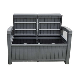 Banc Coffre en Résine pour Jardin Gardiun Vita Gris Anthracite 124x66x90 cm 230 L