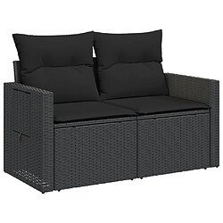 Acheter Maison Chic Canapé de jardin avec coussins 2 places | Canapé d'extérieur | Fauteuil,Banquette Jardin noir résine tressée -MN71894