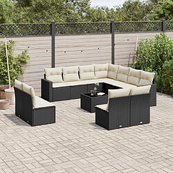 Maison Chic Salon de jardin 12 pcs avec coussins | Ensemble de Table et chaises | Mobilier d'Extérieur noir résine tressée -GKD97087