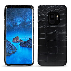 Coque cuir Samsung Galaxy S9 - Coque arrière - Crocodile nero ( Noir / Black) - NOREVE