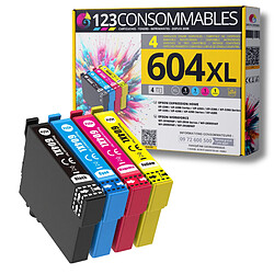 123CONSOMMABLES - 604XL - Cartouches Encre Compatible avec Epson 604 XL pour Expression Home XP-2200 XP-3200 XP-4200, Workforce WF-2910 WF-2930 WF-2935 WF-2950