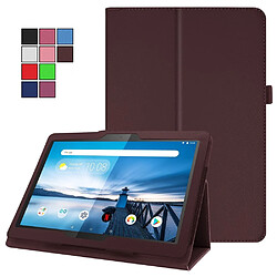 Etui en PU support de litchi café pour votre Lenovo Tab M10 TB-X605F