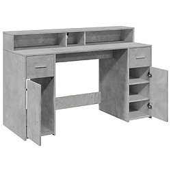 Helloshop26 Bureau table poste de travail meuble d'ordinateur informatique étude et lumières LED 140 x 55 x 91cm bois d'ingénierie gris 02_0023799 pas cher