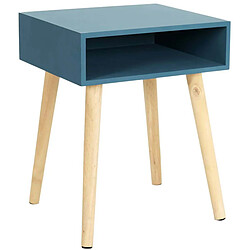 The Home Deco Factory Table de chevet en bois niche colorée bleu.