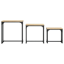 Maison Chic Lot de 3 Tables basses gigognes pour salon | Table à café chêne sonoma bois d'ingénierie -GKD36014 pas cher