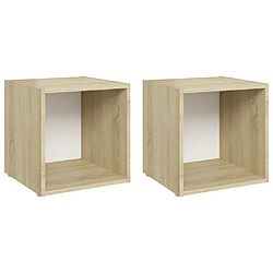 vidaXL Meubles TV 2 pcs blanc et chêne sonoma bois d’ingénierie