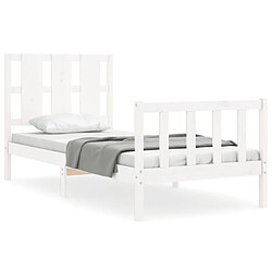 Maison Chic Cadre/structure de lit avec tête de lit pour adulte - Lit Moderne Chambre blanc petit simple bois massif -MN20781