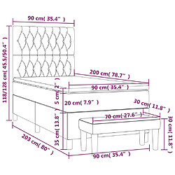 vidaXL Sommier à lattes de lit avec matelas Crème 90x200 cm Tissu pas cher