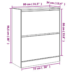 vidaXL Armoire à chaussures gris béton 80x34x96,5 cm bois d'ingénierie pas cher